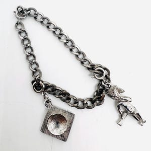 Sterling Silver Etch Charm Bracelet Dangling Graduate Charms 16g Fine Vintage Jewelry