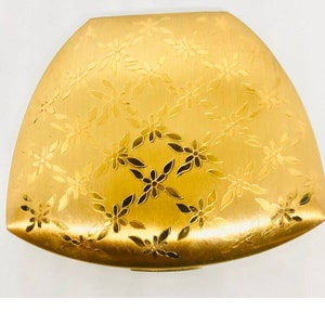Vintage Elgin America Powder & Mirror Compact Etched Design Monogram
