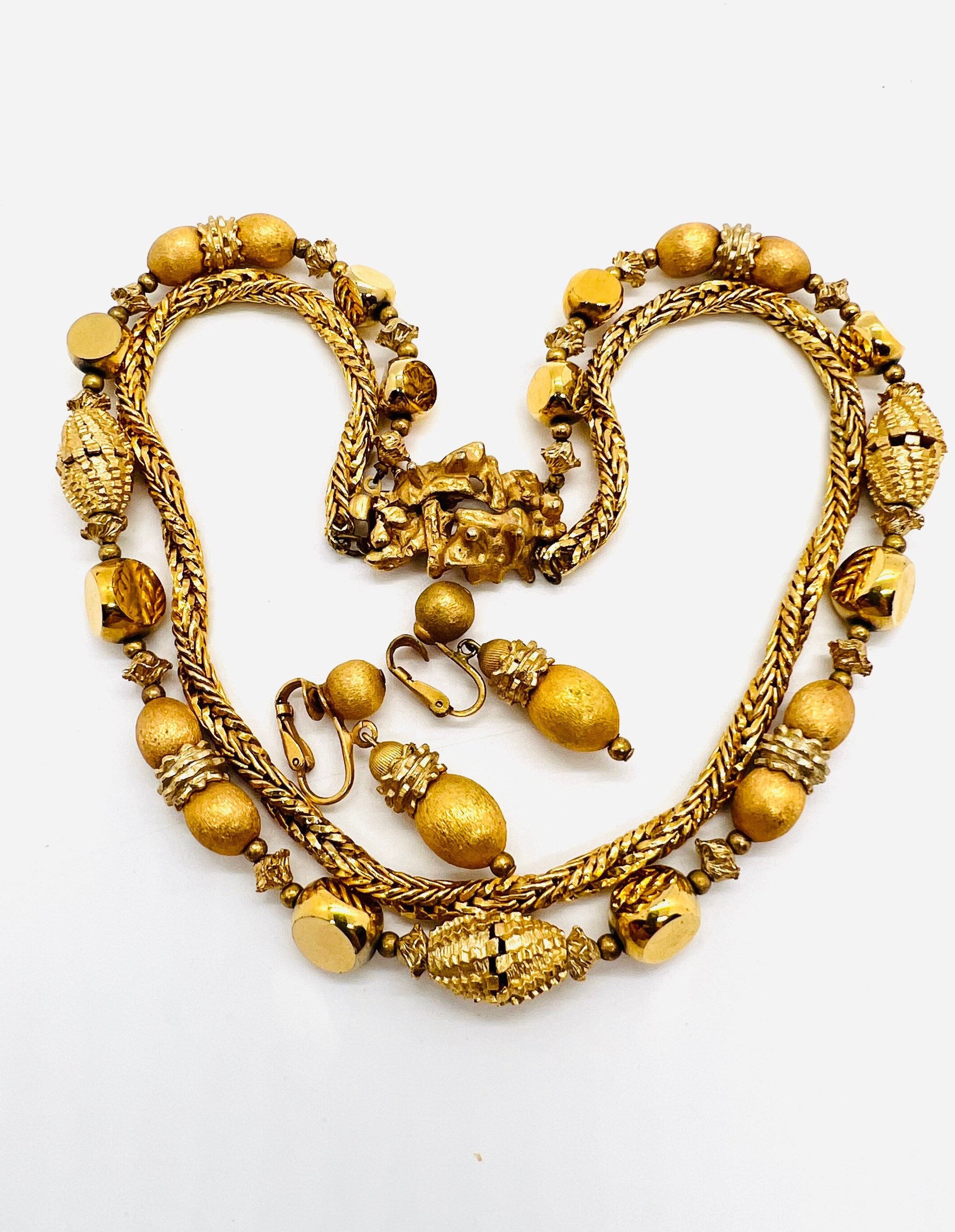 Collier Vintage Hattie Carnegie – Ton Doré, Perles Et Strass – Occasion