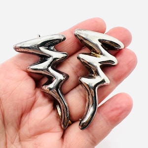 2 Large Taxco Sterling Silver Modernist Brooches 24.8gm Signed Fine Vintage Jewelry