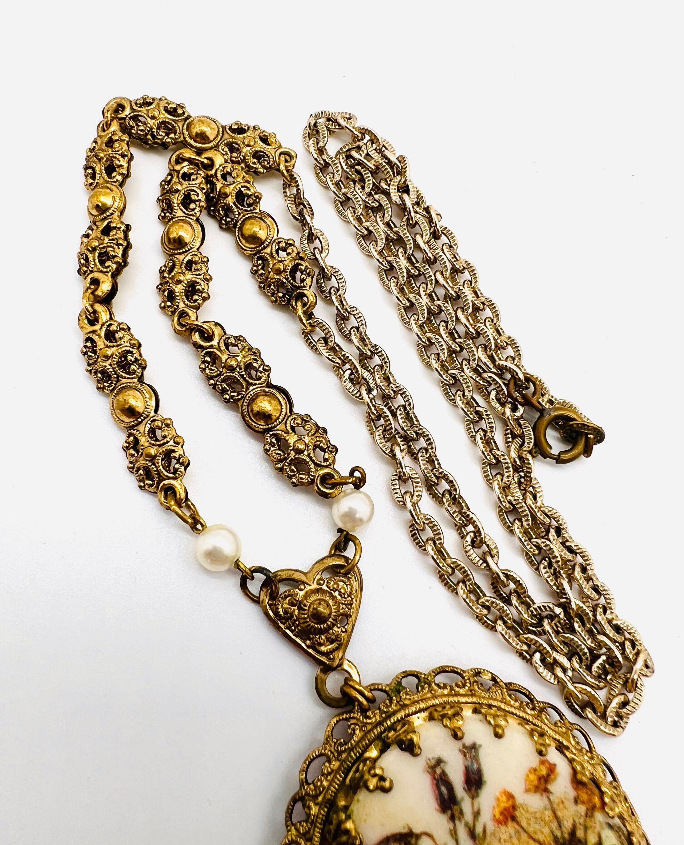 WEST GERMANY Ornate “sugar” Beaded Floral Necklace Signed