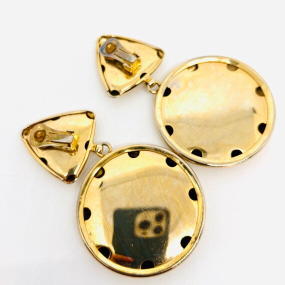 Jumbo Oversized Shiny Gold Tone Drop Dangle Earri… - image 5