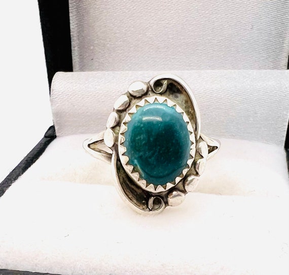 Kevin Yazzie Sterling Silver Turquoise Ring Navaj… - image 2