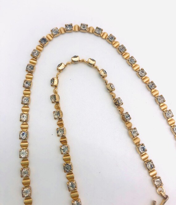 Vintage BOGOFF Rhinestone Necklace: Gold Plated D… - image 6