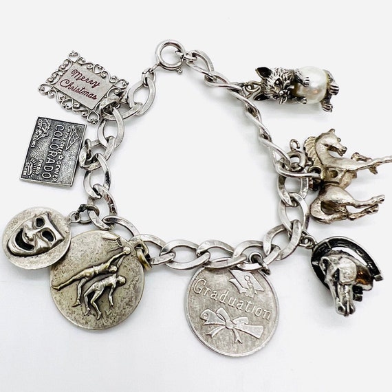 Vintage Sterling Silver Charm Bracelet, Mexican Souvenir Tourist Bracelet, 8  Charms 39.7 G - Etsy
