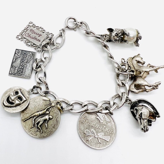 Vintage Sterling Silver Charm Bracelet, Mexican Souvenir Tourist Bracelet, 8  Charms 39.7 G - Etsy