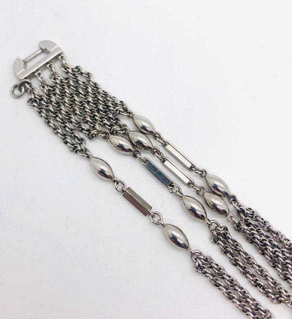 MONET Multi Chain/Strand Bracelet Silver Tone Sig… - image 5