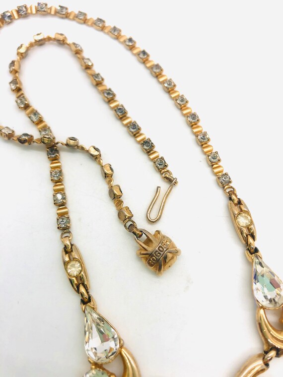 Vintage BOGOFF Rhinestone Necklace: Gold Plated D… - image 7