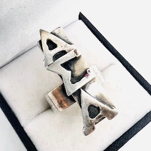 Vintage Sterling Silver Alpha Sigma Alpha Sorority Ring - Size 7