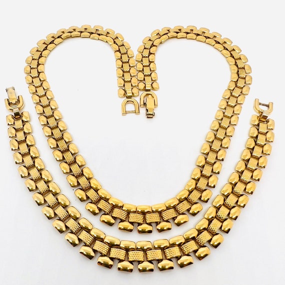 MONET Panther Link Gold Tone Necklace Bracelet De… - image 6