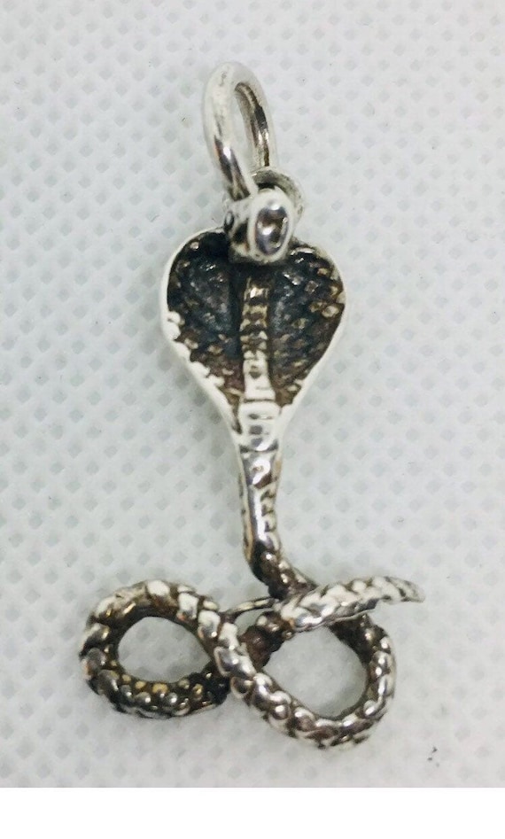 Large Sterling Silver COBRA Pendant Necklace 925 … - image 5
