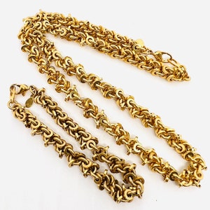 Premier Designs Byzantine Gold Tone Necklace Bracelet Signed Vintage Designer Jewelry