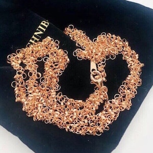 Vintage TECHNIBOND Sterling Silver 14k Rose Gold Clad 3-Ring Necklace (30 inch)