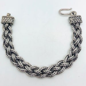 Excellent Wide Sterling Silver Woven Bracelet 29gm 7 Inch Fine Vintage Designer Jewelry