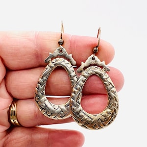 Long Sterling Silver Mexico Dios Drop Dangle Earrings 11g Signed Fine Vintage Jewelry