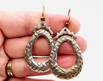 Vintage Taxco Mexico Sterling Silver Stamped Earrings