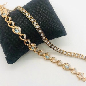 Vintage Gold Vermeil Sterling Silver CZ Tennis Bracelets - Lot of 2