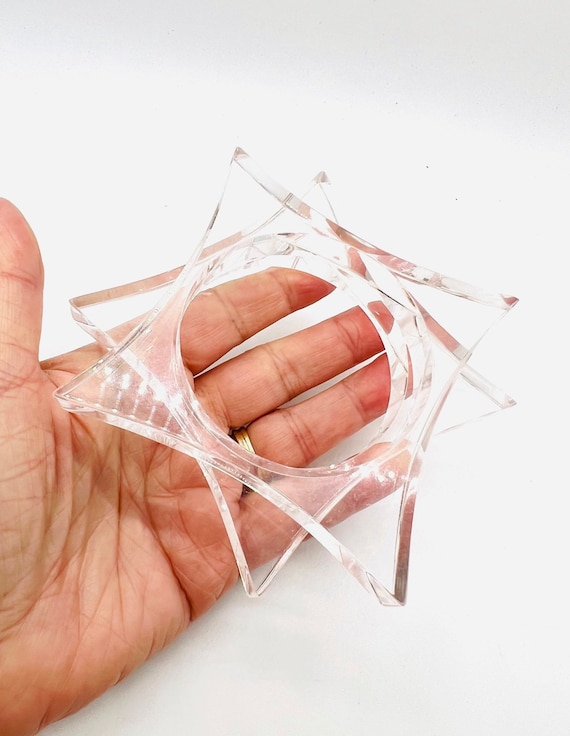 Two HUGE Clear Lucite Acrylic Geometric Bangle Br… - image 1