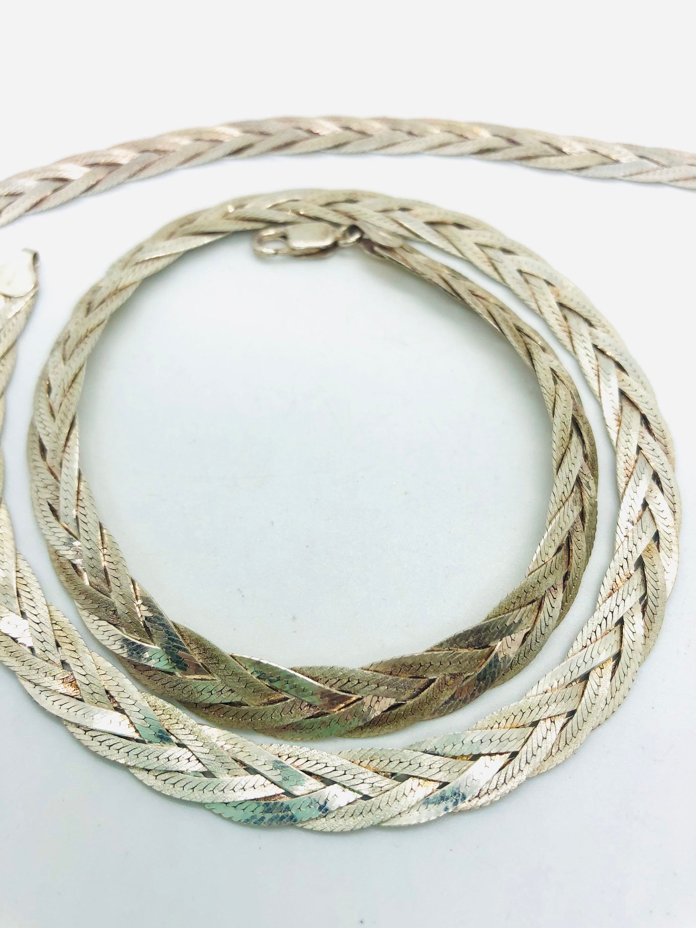 MILOR Sterling Silver Wide Woven Necklace & Bracelet Set MILOR Sterling Silver Wide Woven Necklace & Bracelet Set