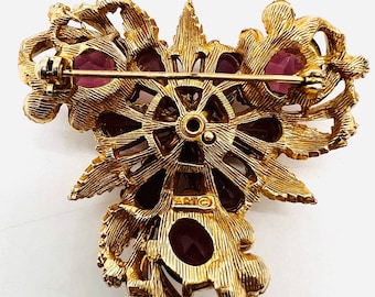 ART Arthur Pepper Jewel Tone Amethyst Rhinestone Brooch