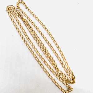 Italy Sterling Silver Vermeil Wide Flat Link Necklace 9.9gm 30in Fine Vintage Jewelry