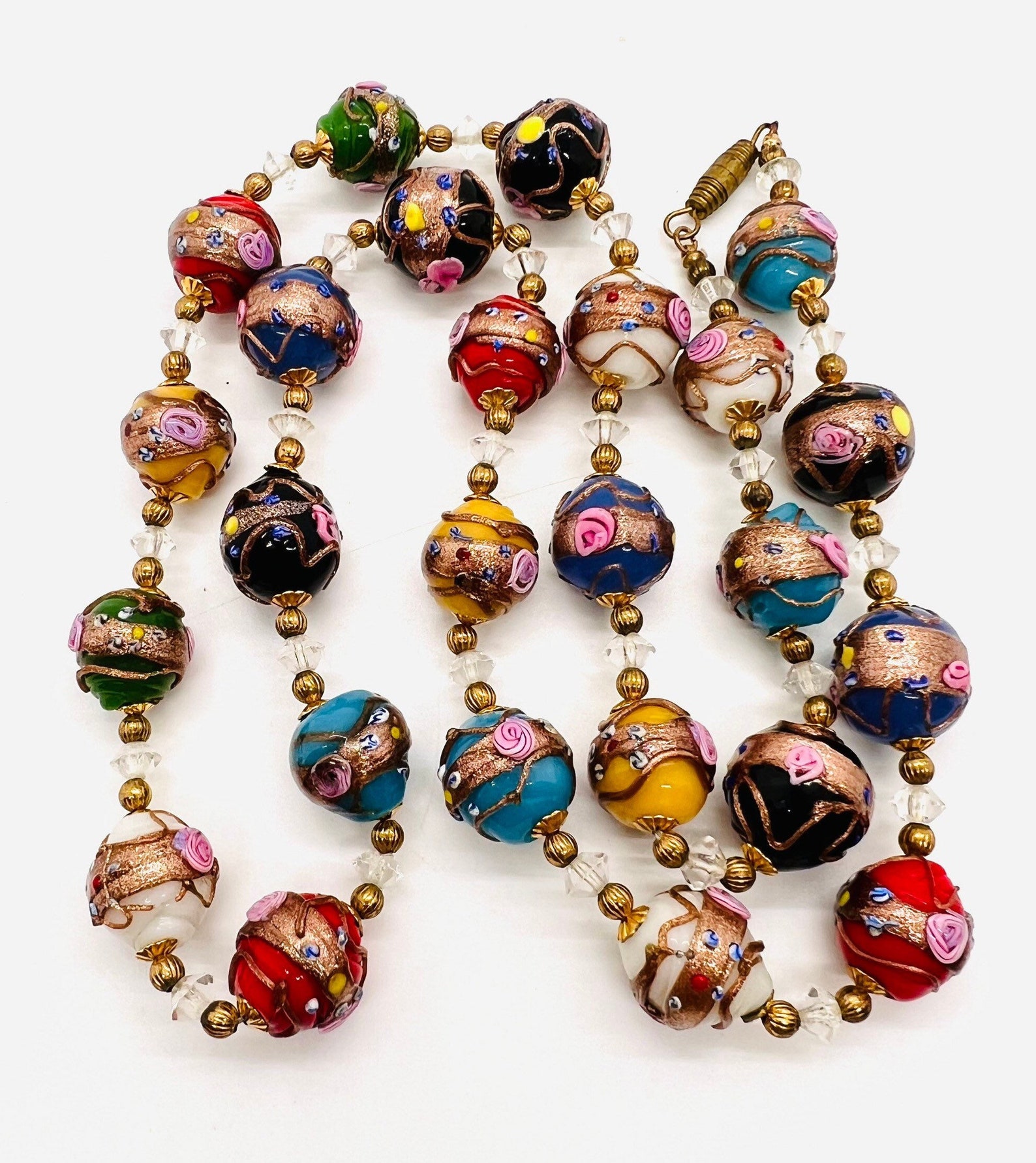 Collier Perles De Verre MURANO Ancien - Style Antique "Wedding Cake" - Occasion