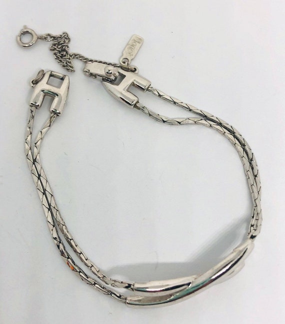 Signed MONET Double Strand Bracelet X Design Vint… - image 6