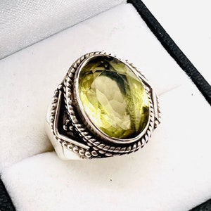 Sterling Silver 1.85ct Prasiolite Green Amethyst Ring 6.6g S 7.5 Fine Gemstone Vintage Designer Jewelry