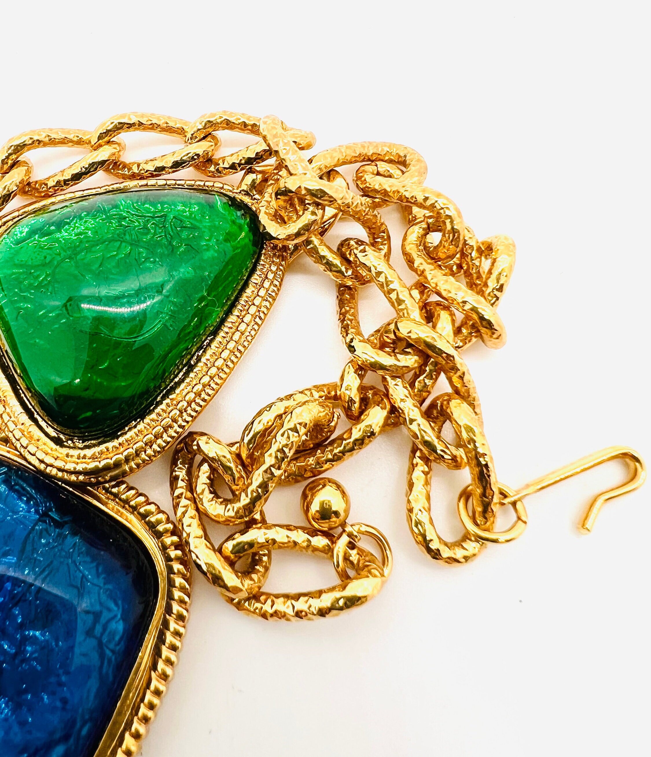 Vintage 70's Plastic Necklace Green Marble Effect - Etsy