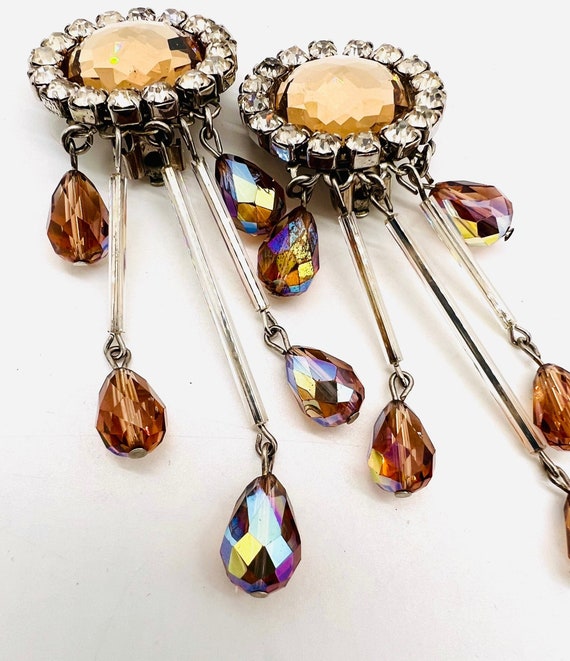 Topaz Rhinestone & Faceted Crystal Drop Dangle Ea… - image 5