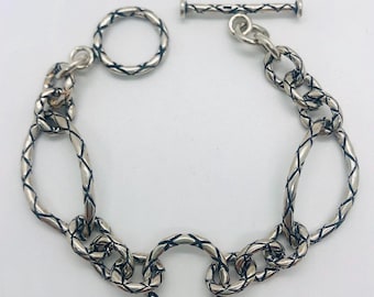 Karizia Spa Ka 1772 Signed Italy Sterling Silver Toggle Chain Link