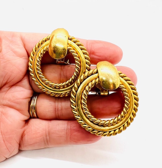 Large Miriam HASKELL Door Knocker Earrings Rope Tw