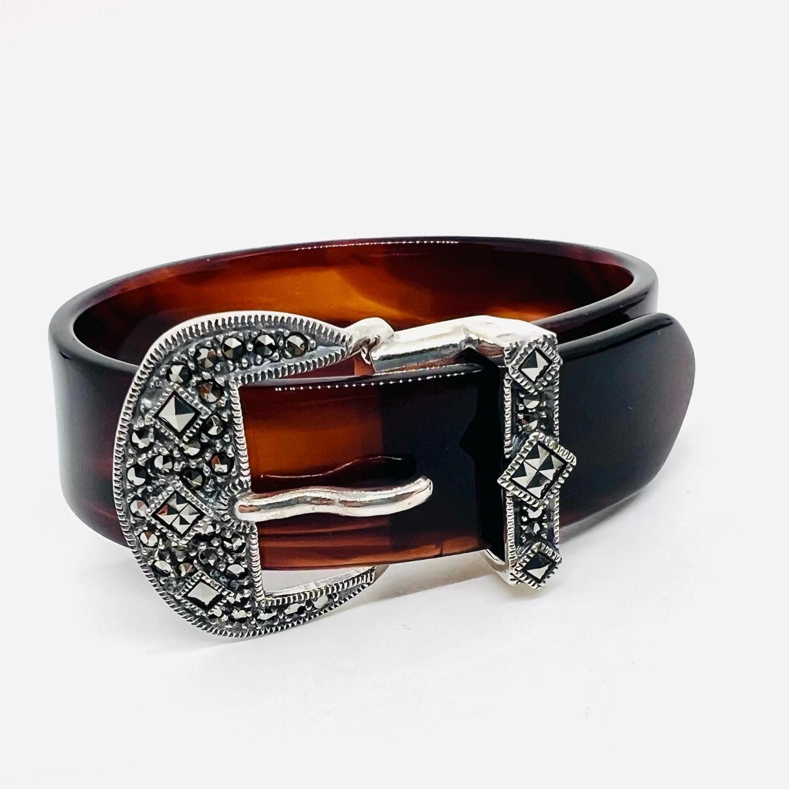 JUDITH JACK Sterling Silver Marcasite Lucite Buckle Bracelet JUDITH JACK Sterling Silver Marcasite Lucite Buckle Bracelet