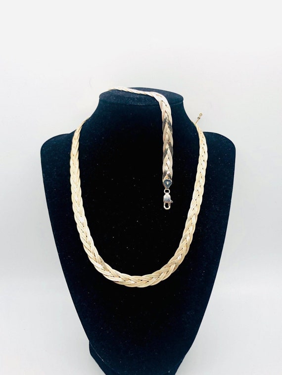 MILOR Sterling Silver Wide Woven Necklace & Bracelet Set
