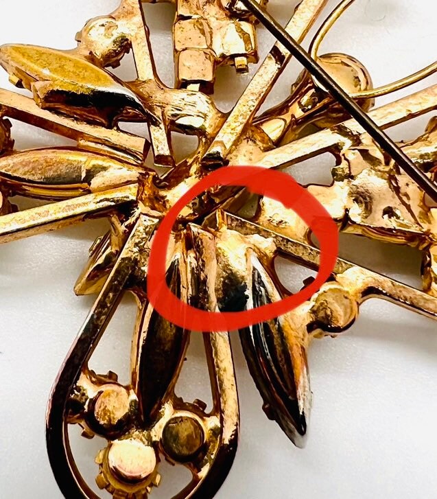 Large Alice Caviness Rhinestone Butterfly Brooch Unsigned