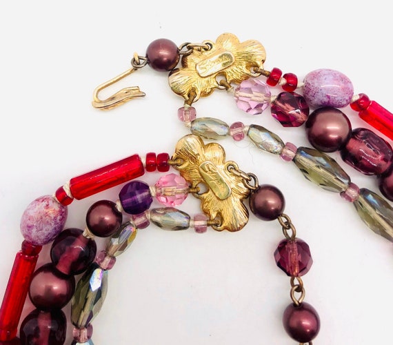 Elsa SCHIAPARELLI Triple Strand Art Glass Beaded … - image 8