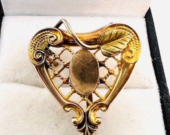 Victorian Multicolor Gold Filled Latticework Watch Pin Brooch Antique Jewelry