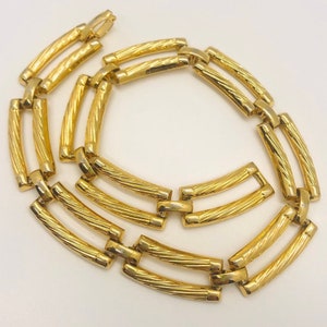 Rope Twist Collar Necklace Wide Links Gold Tone Vintage Designer Jewelry