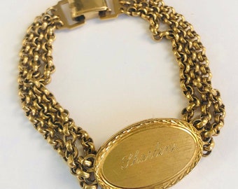 Speidel ID Bracelet “Sharlene” Monogram 3 Rows Vintage Designer Jewelry