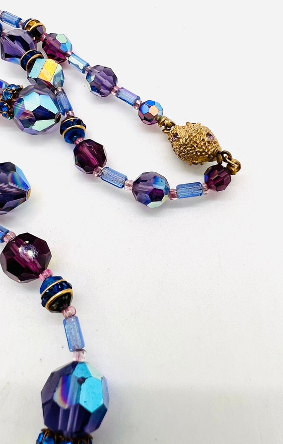 VENDOME Purple AB Crystal Beaded Necklace Earring… - image 8
