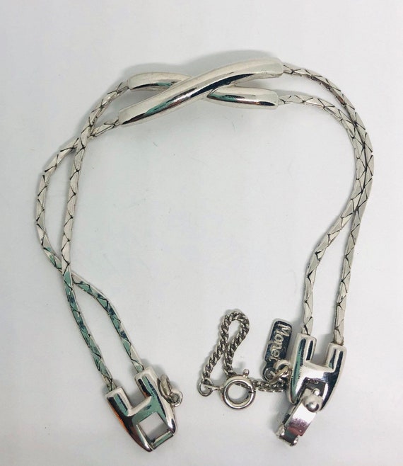 Signed MONET Double Strand Bracelet X Design Vint… - image 5
