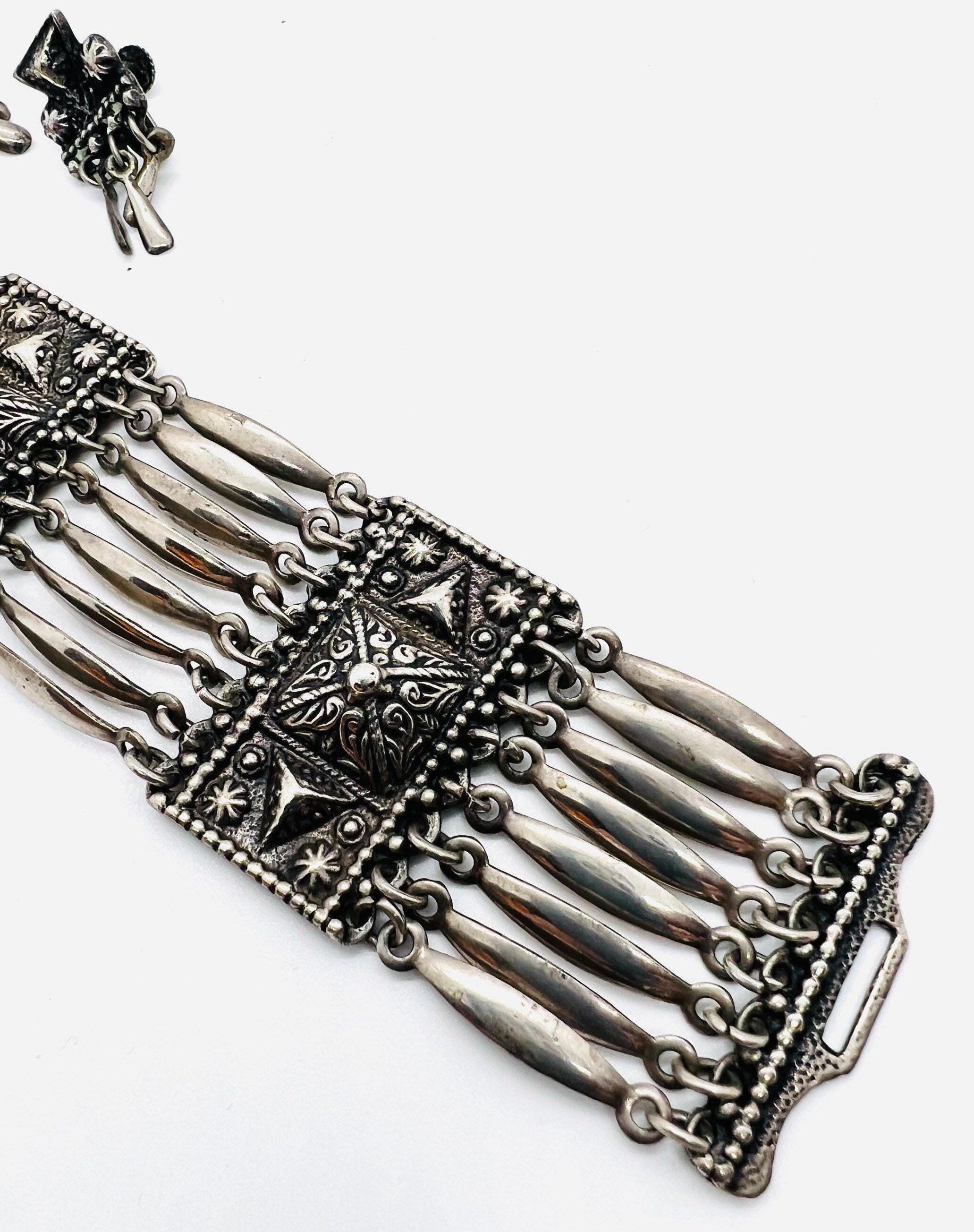 アクセサリー Mexican silver bracelet vintage VTG Taxco Mexico Modernist Link Bracelet 925 Sterling Silver