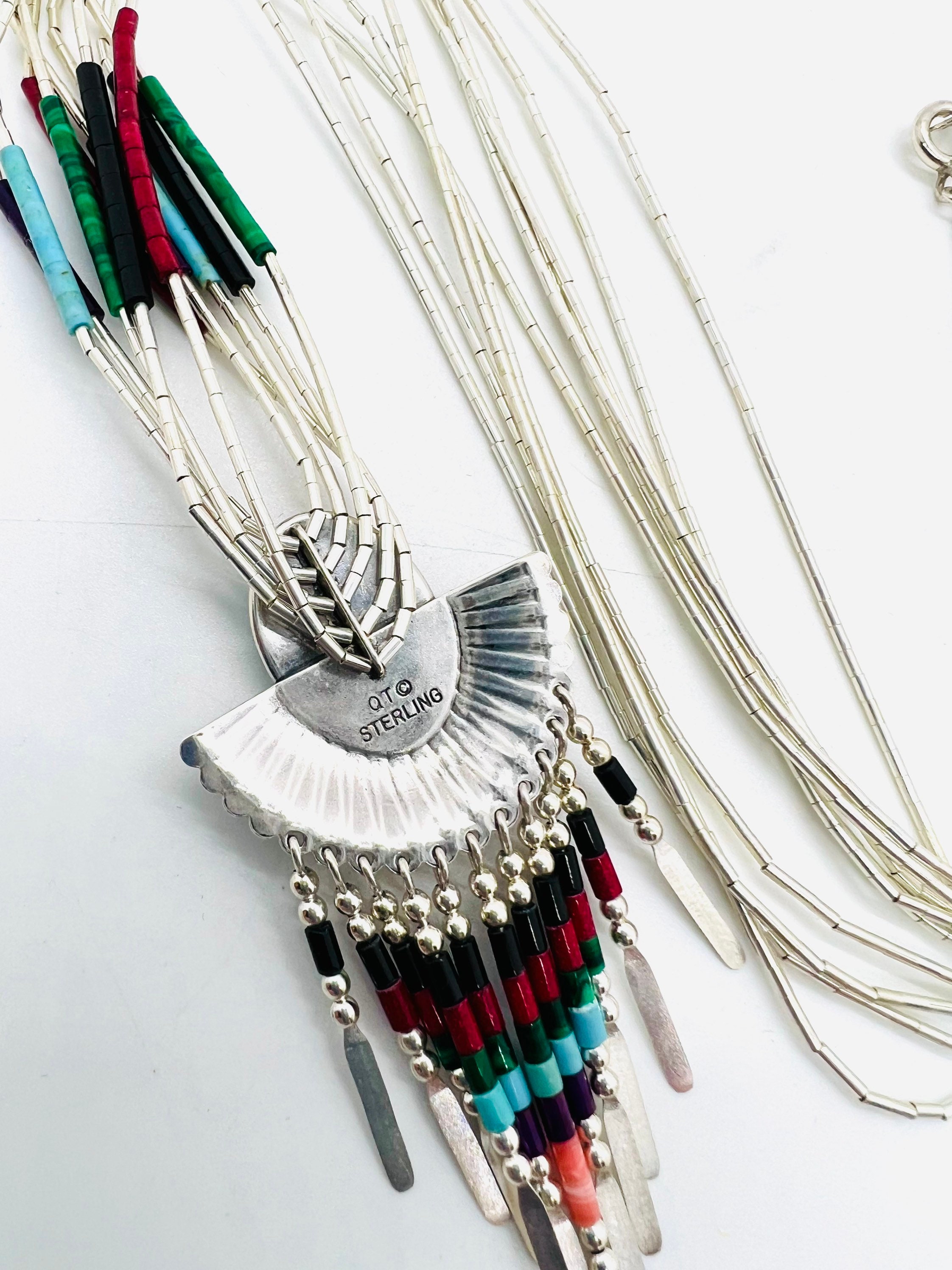 QT QUOC Navajo Liquid Sterling Silver Concho 5 Strand