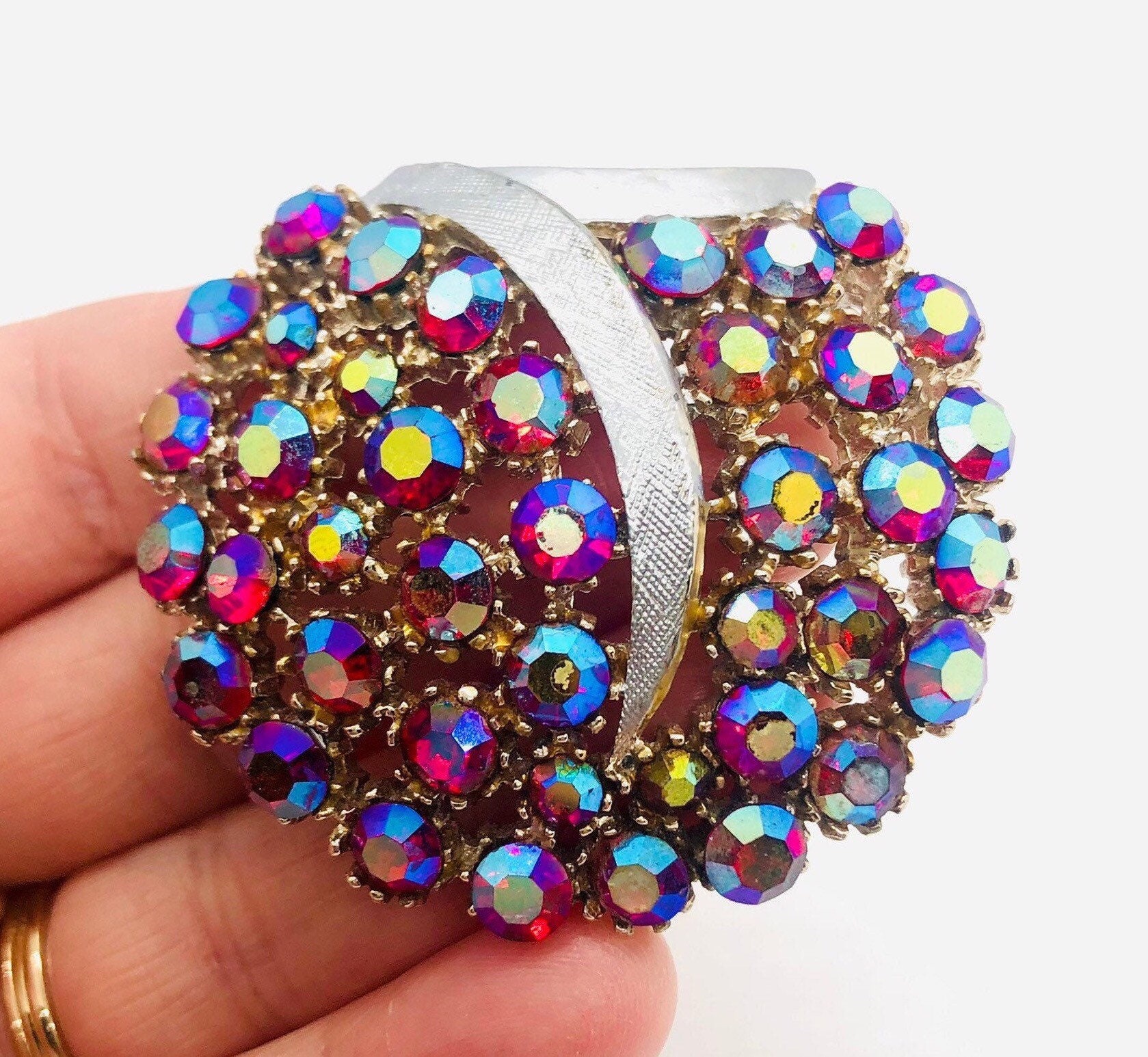 ART by Arthur Pepper Large Hot Pink AB Rhinestone Brooch
