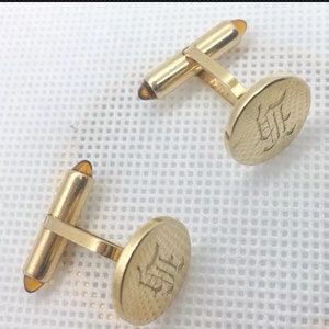 Krementz Gold Filled Amber Bullet Cufflinks Monogram MCM Vintage Mens Jewelry image 3