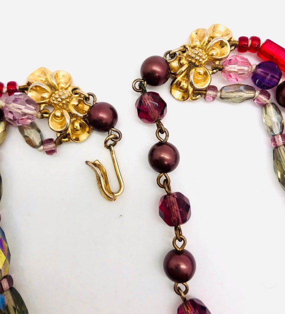 Elsa SCHIAPARELLI Triple Strand Art Glass Beaded … - image 7