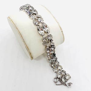 EISENBERG ICE Clear Rhinestone Bracelet Rhodium Plated Signed Vintage Designer Jewelry