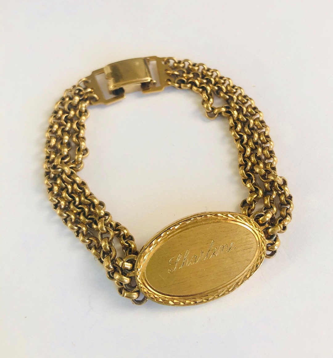 Speidel ID Bracelet sharlene Monogram 3 Rows Vintage Etsy