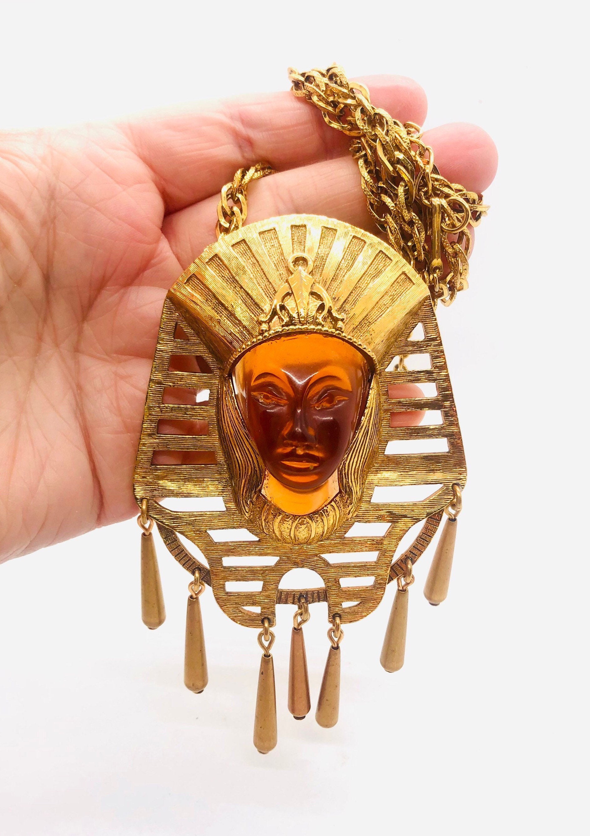 Nefertiti-Inspired, Italian-Designed Recycled Necklace. In stock April 10th. Shop Unique Nefertiti Pendant Necklace in 14kt - Treasured & Co main image 2