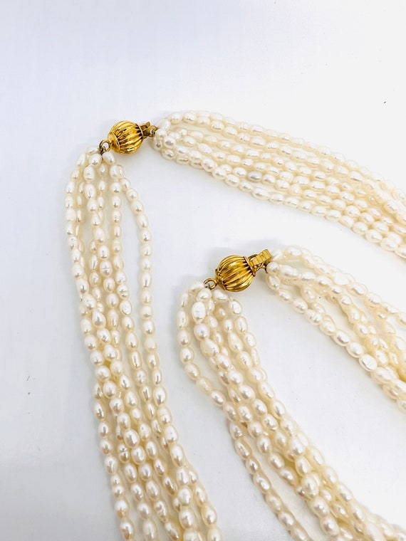 Multi Strand Freshwater Pearl Necklace & Bracelet… - image 3